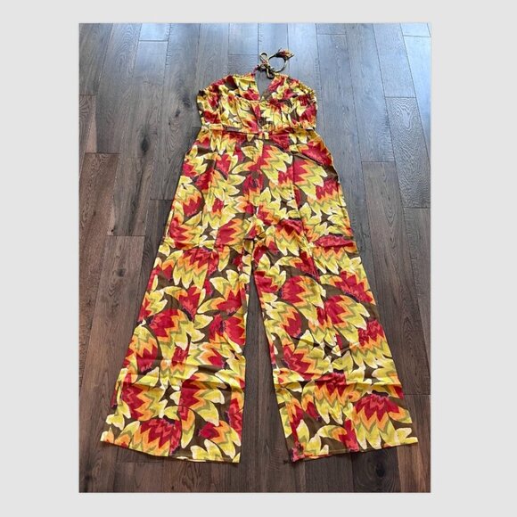 Farm Rio x Anthropologie Fruit Print Jumpsuit, Size L, Wide Leg, One Piece, NWT - Picture 9 of 12